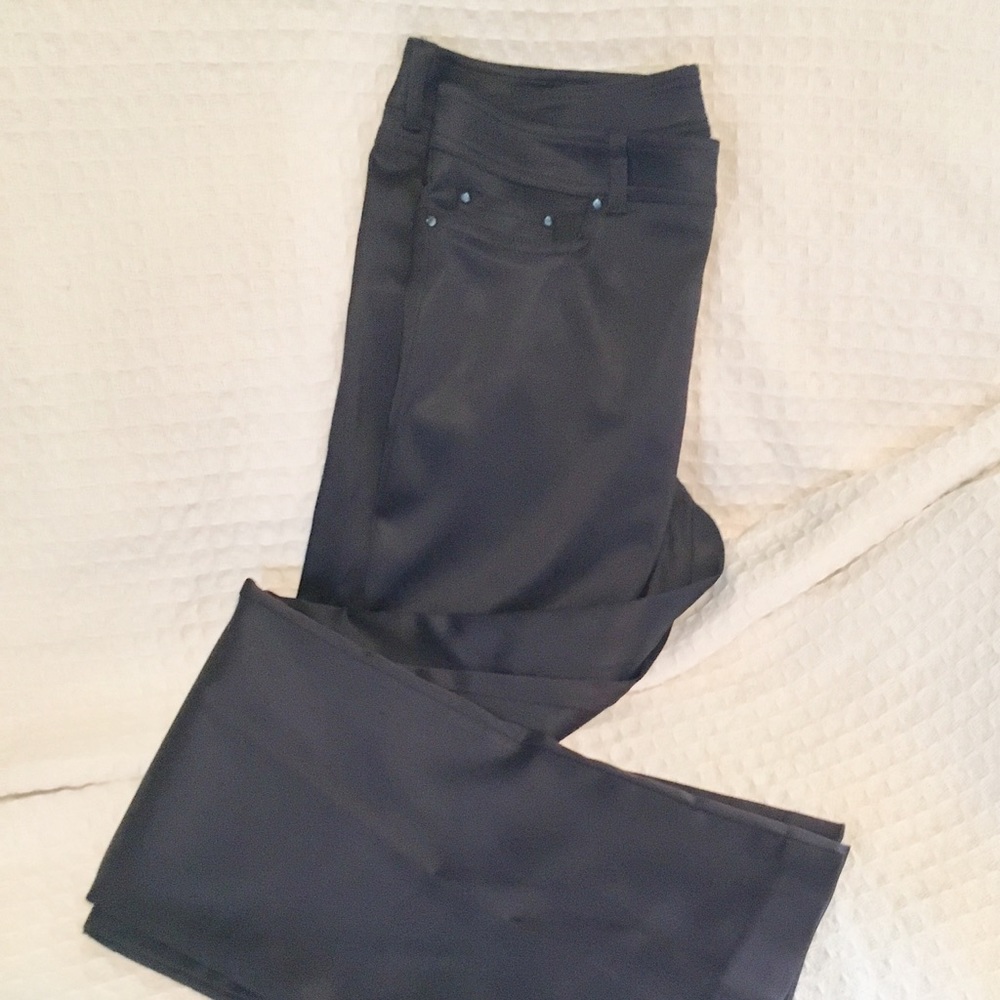 Satin dress pants.